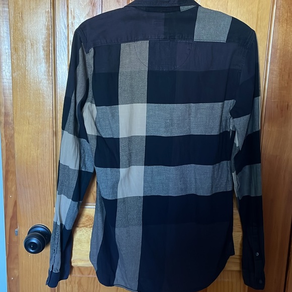 BURBERRY BRIT Black Tan Plaid Flannel Checked Button Down - Picture 2 of 7
